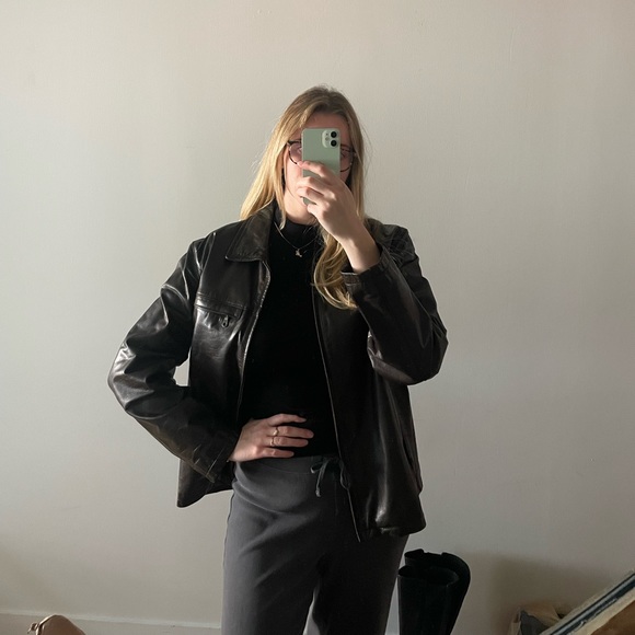 MENS SIZE M BROWN LEATHER JACKET BY OXIDE - Picture 14 of 15